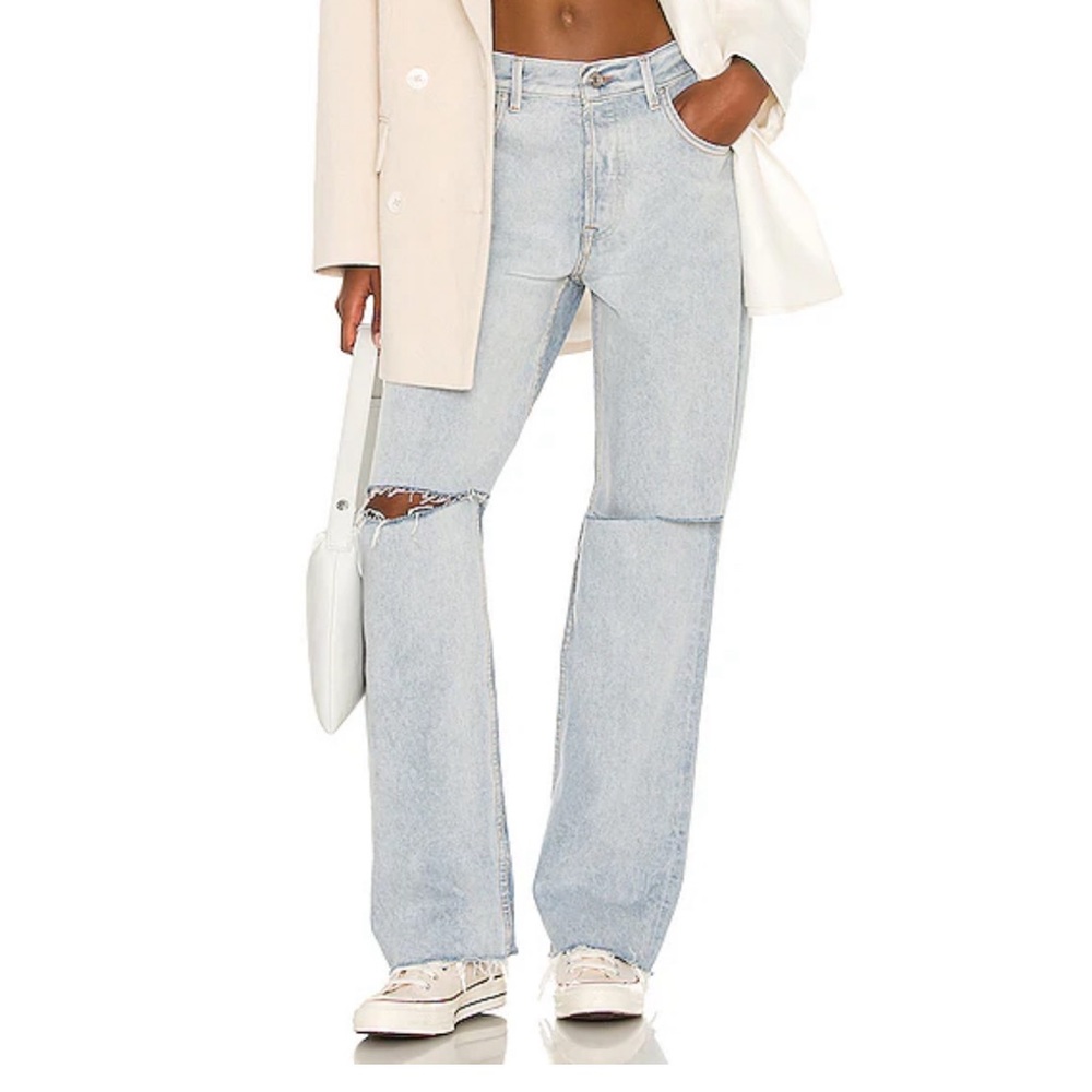 GRLFRND Bella Low Rise Boyfriend Jeans Distressed Echo Park Light Wash  NWT